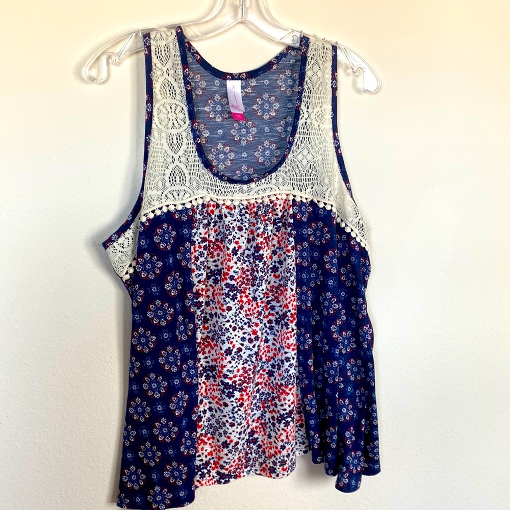 Boho babydoll tank. Great for summer or 4th of  July.